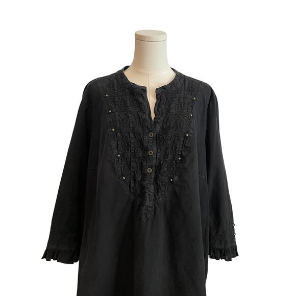 Soft Surroundings Boho Shirt Top Womens Size 2XL Beaded Peasant Lagoelook - Picture 2 of 9